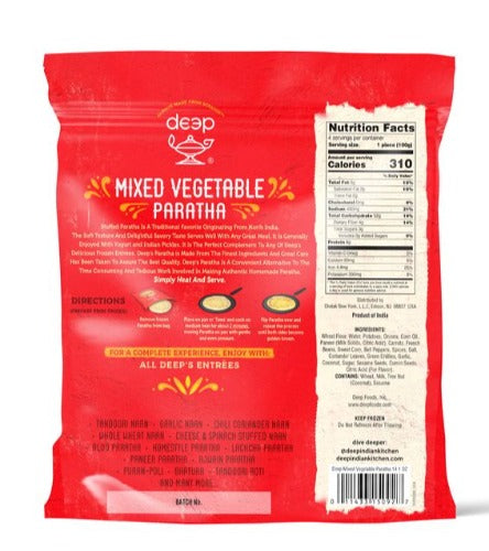 Frozen - Mixed Veg Paratha - 4 pieces - Deep - 399g