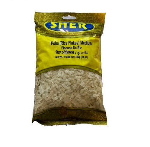 POHA - RICE FLAKES - Medium - 400g - Sher