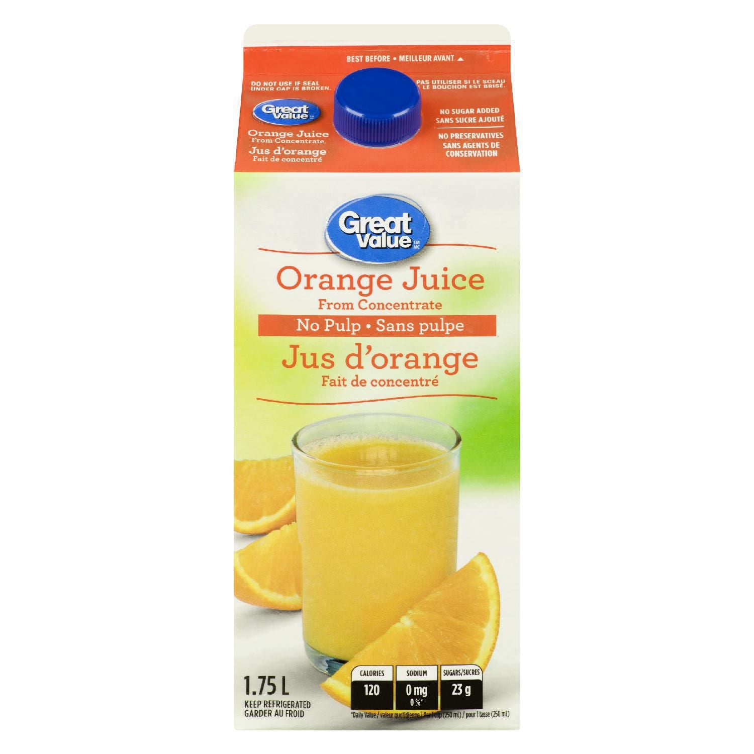 Orange No pulp Juice from Concentrate No Name