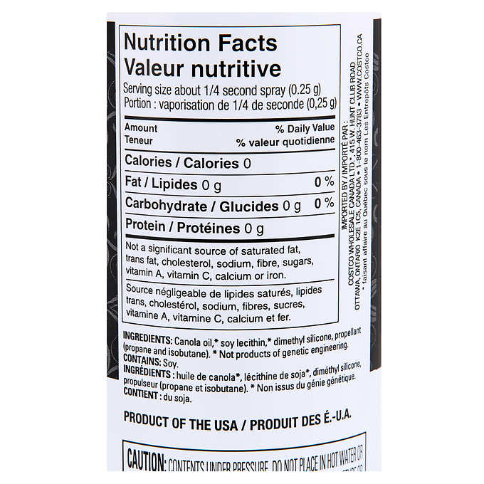 Canola oil cooking spray - kirkland 482g-punjabigroceries.com