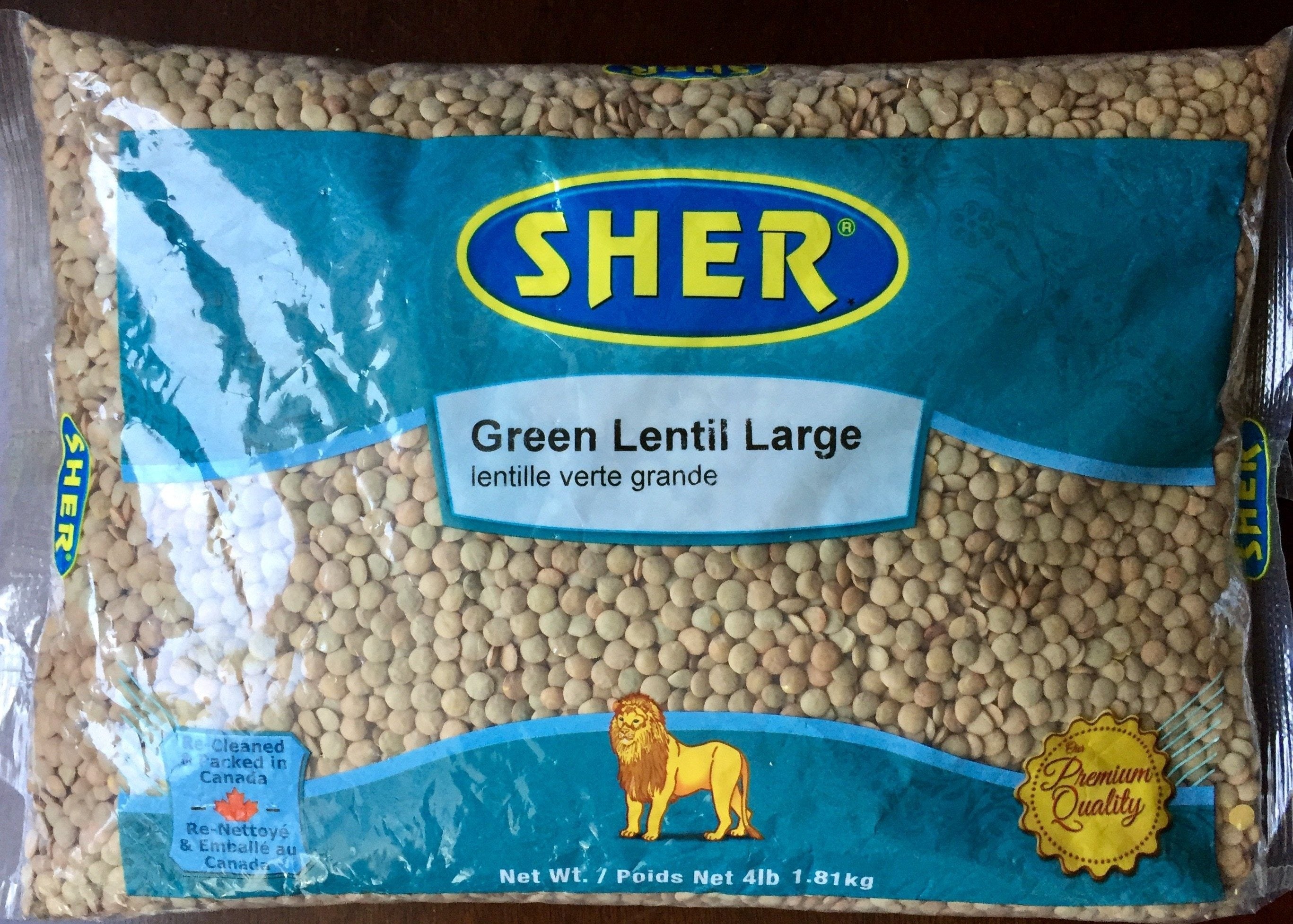 Green Lentil Large - Whole - 4 lb - Sher