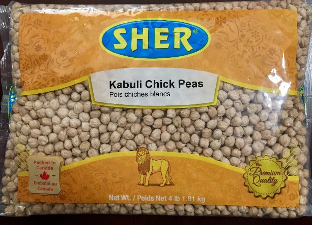 WHITE CHICKPEAS -Kabuli chana- 4 lb - SHER