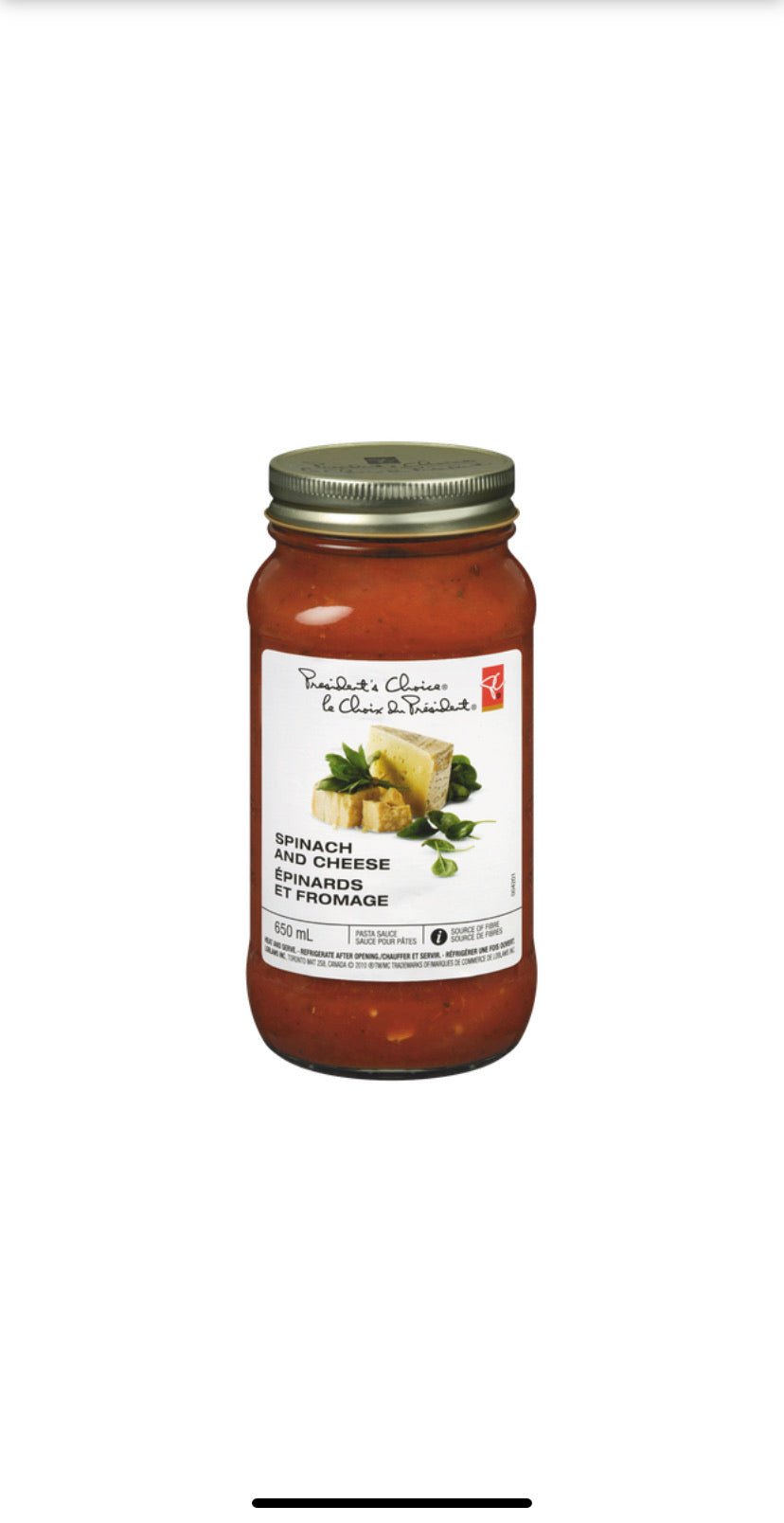 Pc spinach and cheese pasta sauce 650g