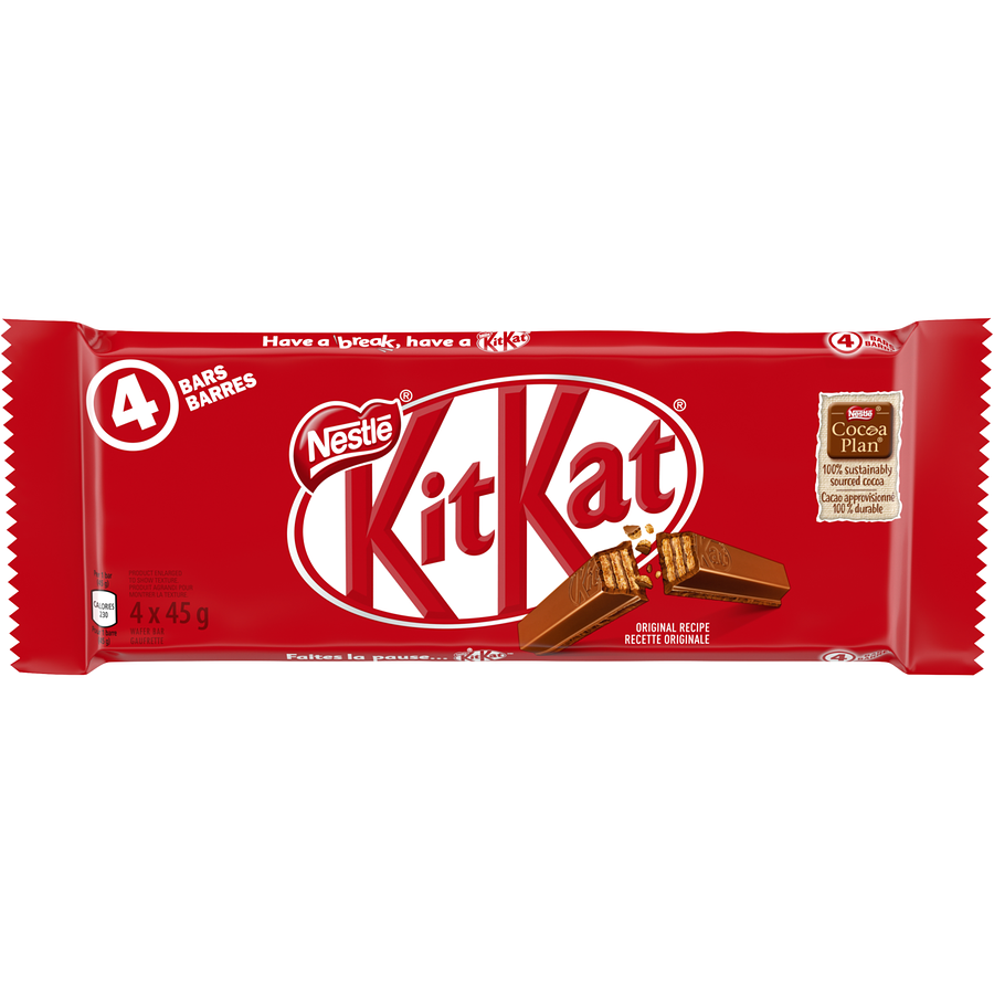 NESTLE Kit Kat Milk Chocolate Wafer Bars 4x45g