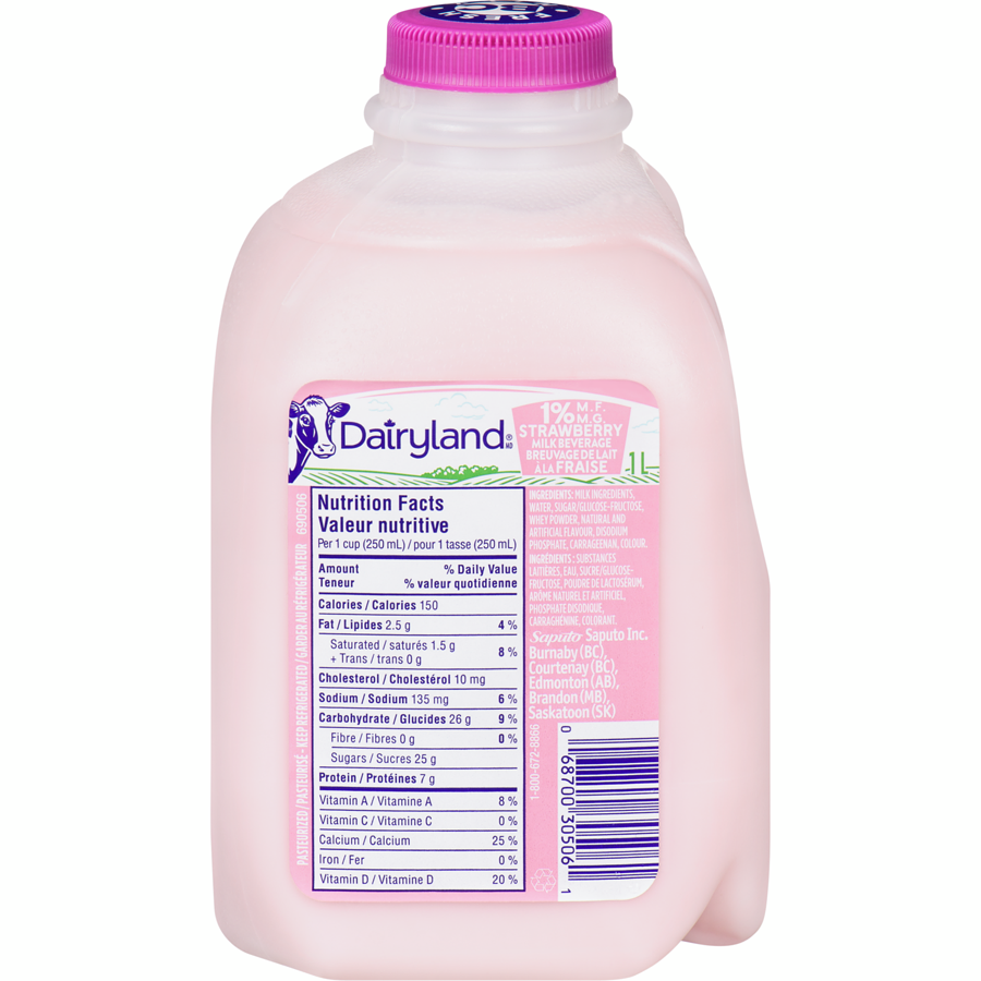 DAIRYLAND Strawberry Milk Beverage 1 % M.F. 1 l