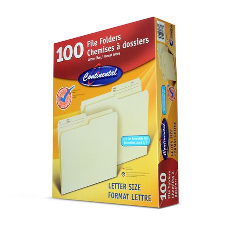 Continental Manila Color Letter Size Reversible File Folders x 100 pack -punjabigroceries.com