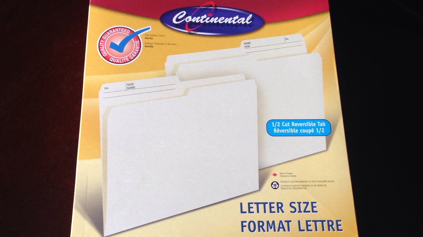 Continental Manila Color Letter Size Reversible File Foldersx10 pack -punjabigroceries.com