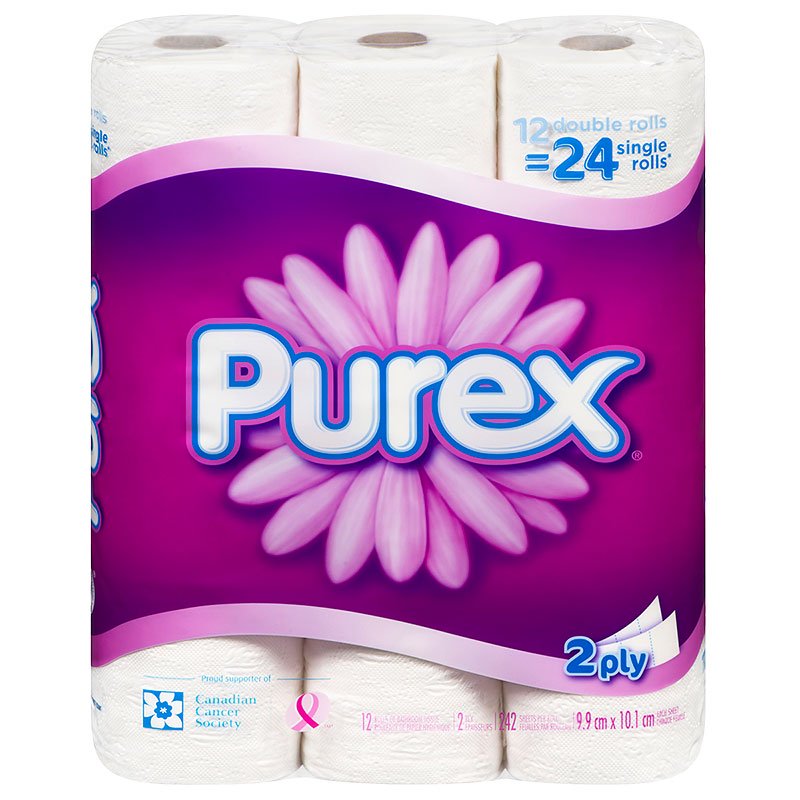 Purex - 2 Ply Bathroom Tissues - Toilet Papers - 12 Double Roll