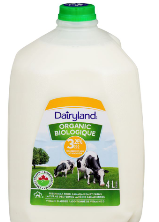 DAIRYLAND Organic Homogenized Milk, 3.25% 4 L-punjabigroceries.com