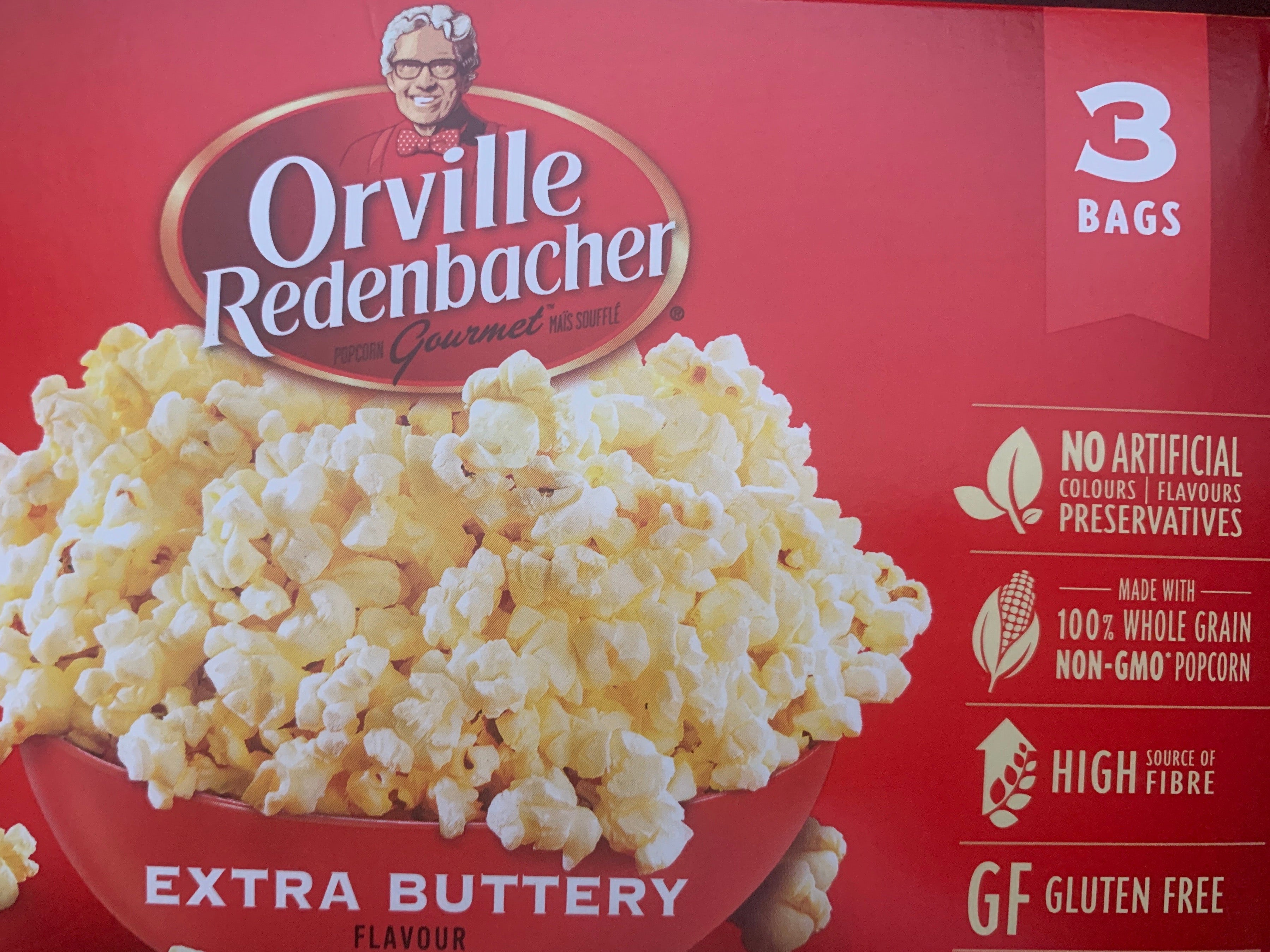 Microwave Popcorn - Buttery Flavour - 3X82gm - Orville Redenbacher