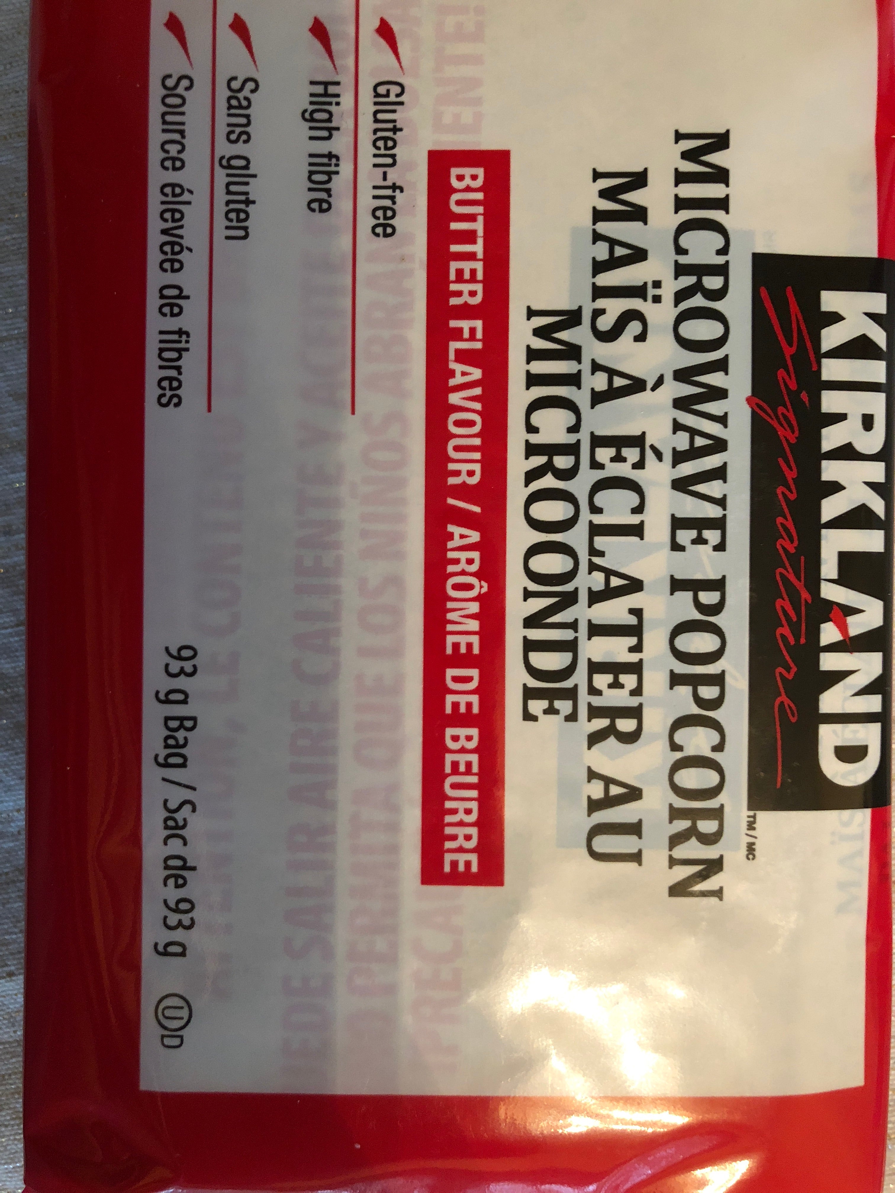Popcorn - kirkland - 93 g pack each