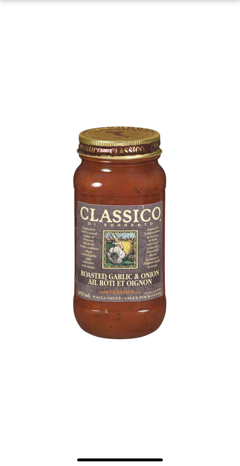 Classico Roasted Garlic and Onion pasta sauce 650 g