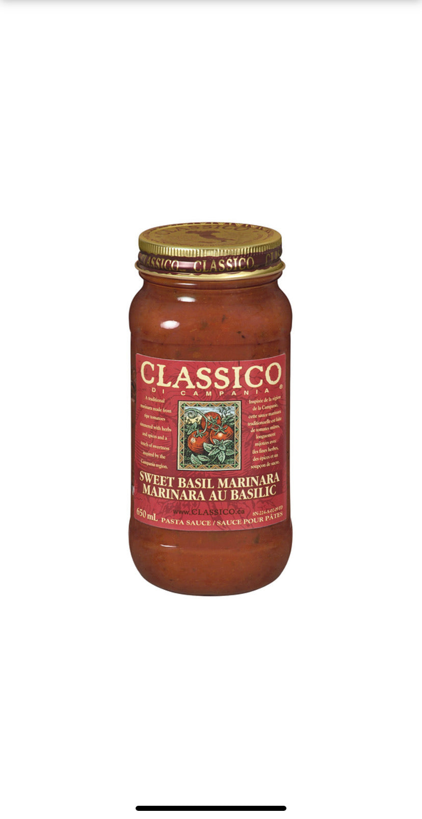 Classico Sweet Basil marinara pasta sauce 650 g